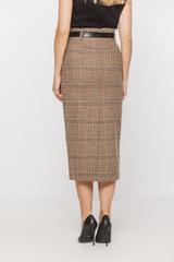 Dopasowana spódnica z wełną w drobną kratkę