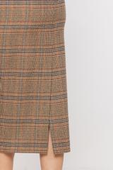 Dopasowana spódnica z wełną w drobną kratkę