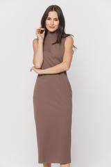 Dopasowana sukienka z dzianiny w kolorze greige