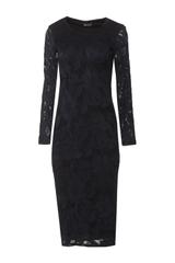 Dopasowana sukienka z elastycznej granatowej koronki