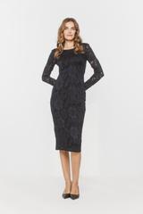 Dopasowana sukienka z elastycznej granatowej koronki