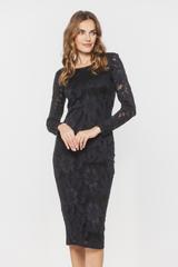 Dopasowana sukienka z elastycznej granatowej koronki