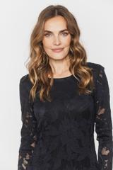 Dopasowana sukienka z elastycznej granatowej koronki