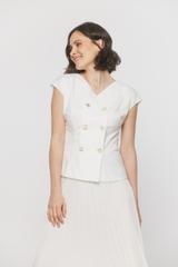 Dwurzędowa bluzka w kolorze ecru