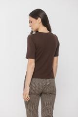 Dzianinowa bluzka w brązowym odcieniu ze sznurowaniem