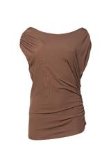 Dzianinowa bluzka z marszczeniami w kolorze ciepłego brązu