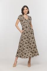 Dzianinowa casualowa sukienka z dekoltem w serek