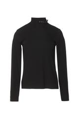 Dzianinowa czarna bluzka z ozdobnym półgolfem