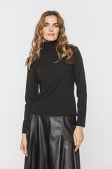 Dzianinowa czarna bluzka z ozdobnym półgolfem