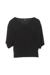 Dzianinowa czarna bluzka ze ściągaczem w talii