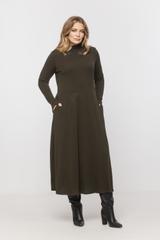 Dzianinowa sukienka khaki z dodatkiem wełny