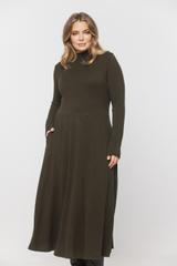 Dzianinowa sukienka khaki z dodatkiem wełny