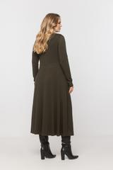 Dzianinowa sukienka khaki z dodatkiem wełny