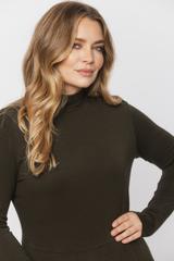 Dzianinowa sukienka khaki z dodatkiem wełny