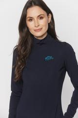 Dzianinowa sukienka w kolorze granatu z półgolfem