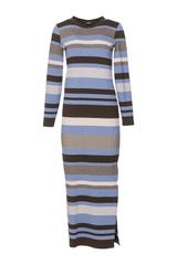 Dzianinowa sukienka w paski z rozporkiem z boku