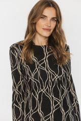 Sukienka z długim rękawem z ciepłej wzorzystej dzianiny