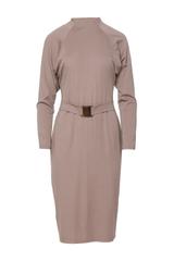 Dzianinowa sukienka z paskiem w kolorze cappuccino