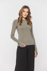 Dzianinowa zielona bluzka z długim funkcjonalnym rękawem