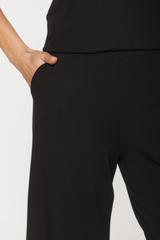 Dzianinowe czarne spodnie z wysokim stanem