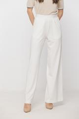 Dzianinowe spodnie ecru z wysokim stanem