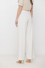 Dzianinowe spodnie ecru z wysokim stanem