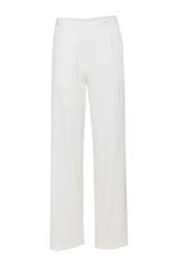 Dzianinowe spodnie ecru z wysokim stanem