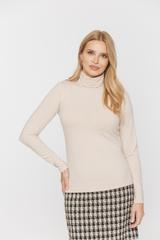 Dzianinowy beżowy golf z domieszką wełny