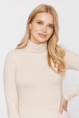 Dzianinowy beżowy golf z domieszką wełny