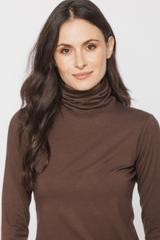 Dzianinowy brązowy golf z domieszką wełny