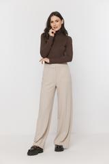 Dzianinowy brązowy golf z domieszką wełny