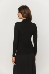 Dzianinowy czarny półgolf z długim rękawem