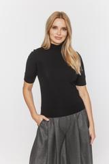 Dzianinowy czarny półgolf ze ściągaczami zapinany na suwak