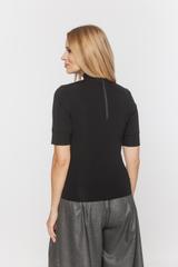 Dzianinowy czarny półgolf ze ściągaczami zapinany na suwak