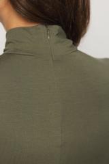 Dzianinowy oliwkowy półgolf z długim rękawem