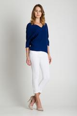 Granatowa bluzka z dekoltem w serek