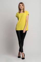 Limonkowa bluzka z łezką z tyłu i zapięciem na guzik