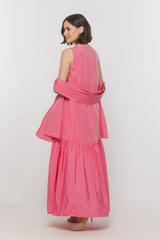 Efektowna różowa sukienka z tafty