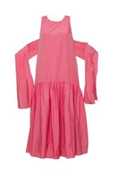 Efektowna różowa sukienka z tafty