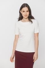 Elastyczna bluzka ecru z krótkim rękawem