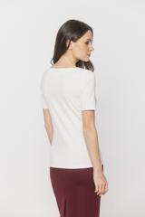 Elastyczna bluzka ecru z krótkim rękawem