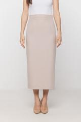 Elegancka beżowa spódnica midi o ołówkowym kroju