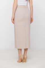 Elegancka beżowa spódnica midi o ołówkowym kroju