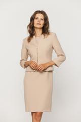 Elegancka beżowa sukienka z krótkim rękawem