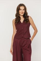 Elegancka kamizelka z bordowej tkaniny kostiumowej