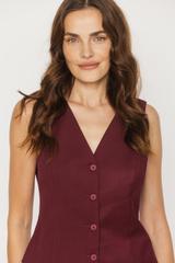 Elegancka kamizelka z bordowej tkaniny kostiumowej