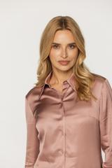 Elegancka satynowa koszula z dekoracyjnymi mankietami