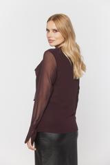 Elegancka śliwkowa bluzka z lekkiego szyfonu