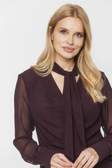 Elegancka śliwkowa bluzka z lekkiego szyfonu