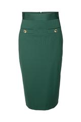 Elegancka zielona spódnica z ozdobnymi kieszonkami